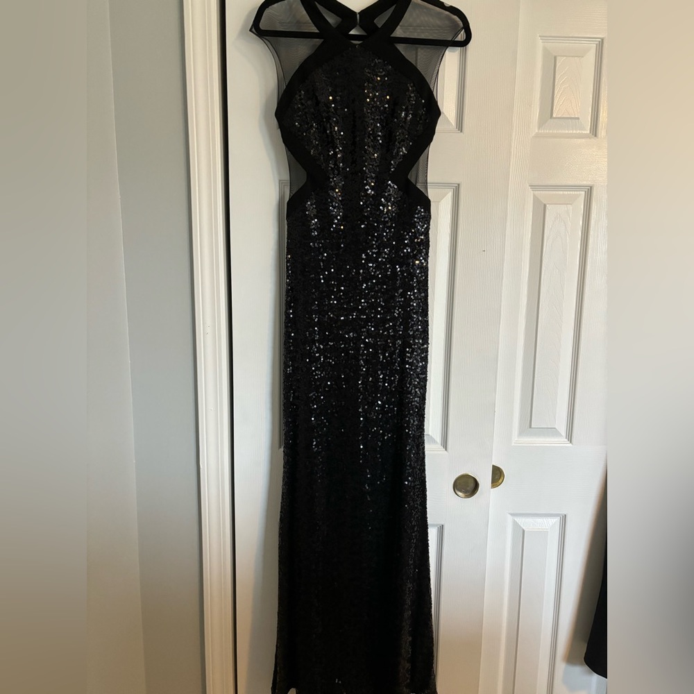 Badgley Mischka Black Sequin Dress
